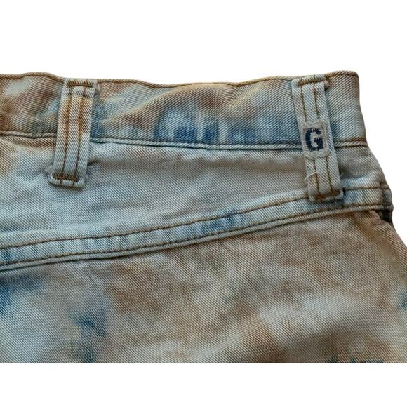 00s Y2K G Brand G Sword Flare Jeans Womens 28" Bleached Denim Low Rise Lace Up - Picture 4 of 8
